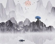 山峰色彩樹(shù)木塔藝術(shù)畫 PSD素材的創(chuàng)作與應(yīng)用